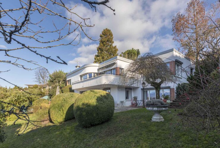 Vue éclatante sur le lac et les montagnes